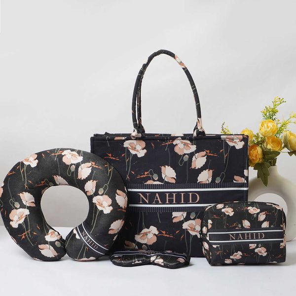 Black Floral Personalised Combo Gift Set - Uncommongifts.in